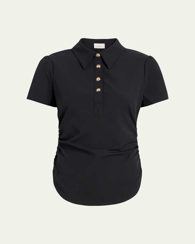 Milos Ruched Short-Sleeve Polo Top
